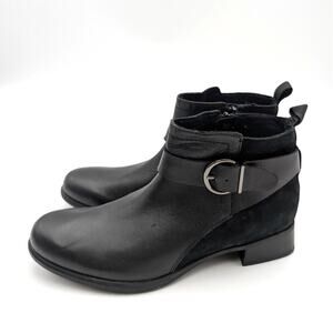 Munro Chestnut Leather Ankle Boots Women's Buckle Strap Black Size US8.5N EU39